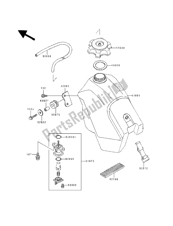 Todas las partes para Depósito De Combustible de Kawasaki KX 500 1991