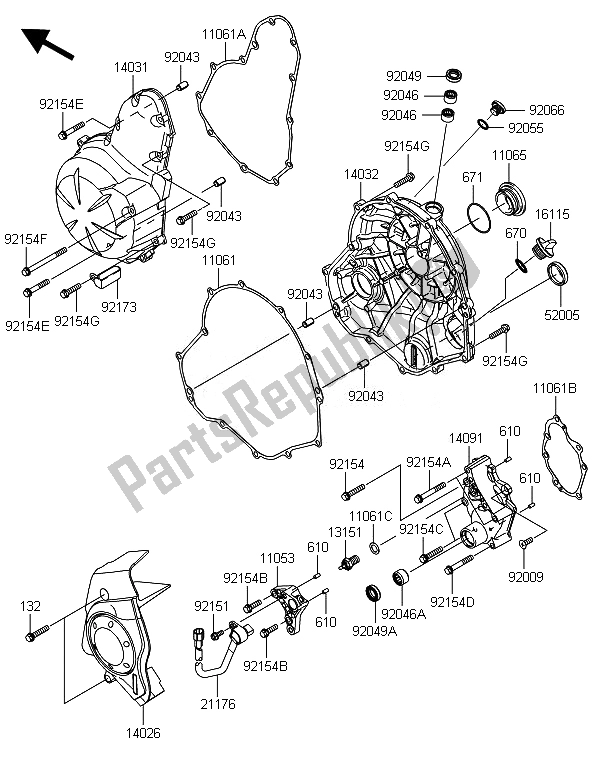 All parts for the Engine Cover(s) of the Kawasaki ER 6F ABS 650 2014