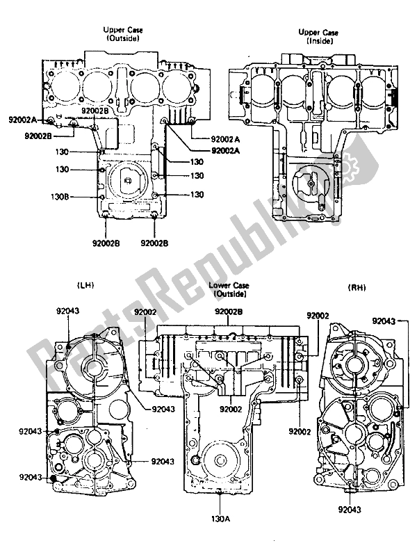 All parts for the Crankcase Bolt Pattern of the Kawasaki ZX 750 1985