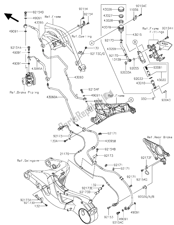 Todas las partes para Cilindro Maestro Trasero de Kawasaki Ninja H2 1000 2015