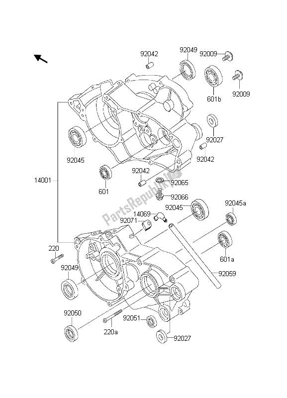 Toutes les pièces pour le Carter du Kawasaki KX 60 2000