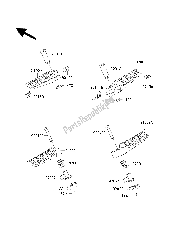 Tutte le parti per il Poggiapiedi del Kawasaki Ninja ZX 6R 600 1997