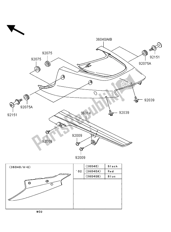 Wszystkie części do Os? Ony Boczne I Os? Ona ? A? Cucha Kawasaki Ninja ZX 12R 1200 2002