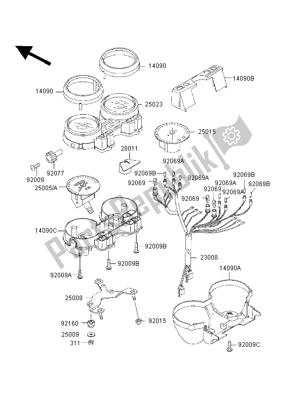 All parts for the Meter of the Kawasaki ZRX 1100 1998