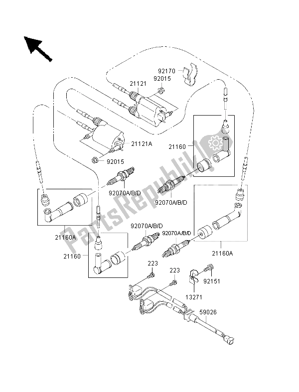 Toutes les pièces pour le Système De Mise à Feu du Kawasaki VN 1500 Drifter 1999