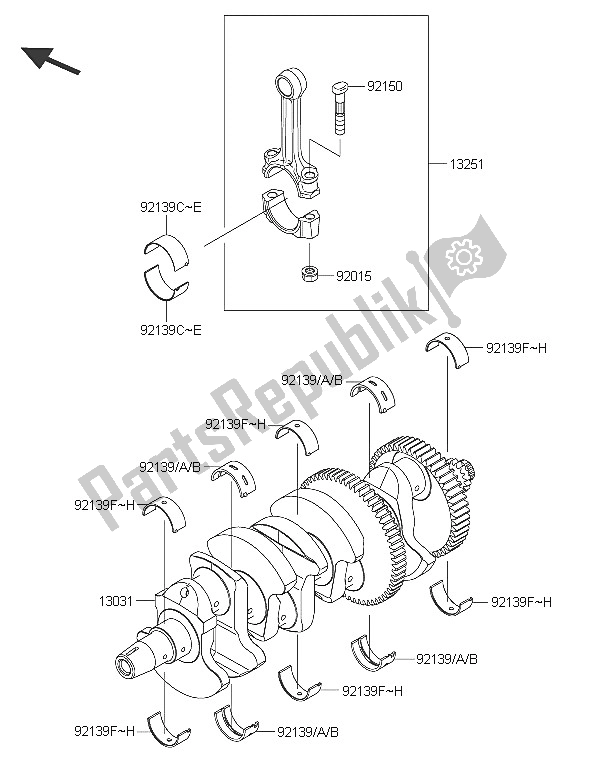 Toutes les pièces pour le Vilebrequin du Kawasaki Z 1000 2016