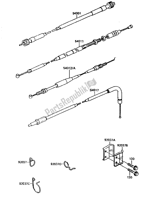 All parts for the Cable of the Kawasaki KLR 600 1986