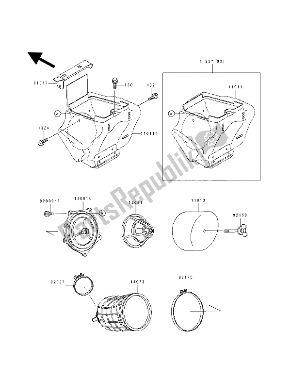 Todas las partes para Filtro De Aire de Kawasaki KX 100 1993