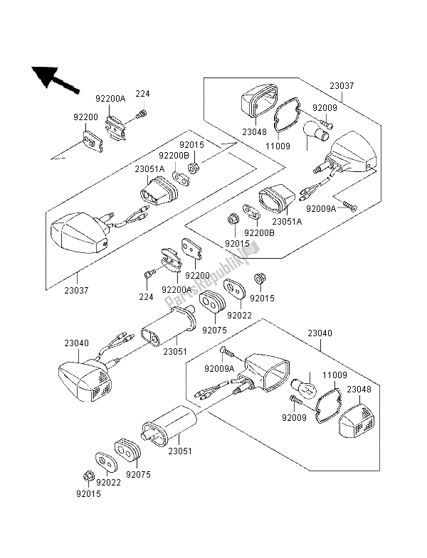 All parts for the Turn Signals of the Kawasaki GPZ 1100 ABS 1996