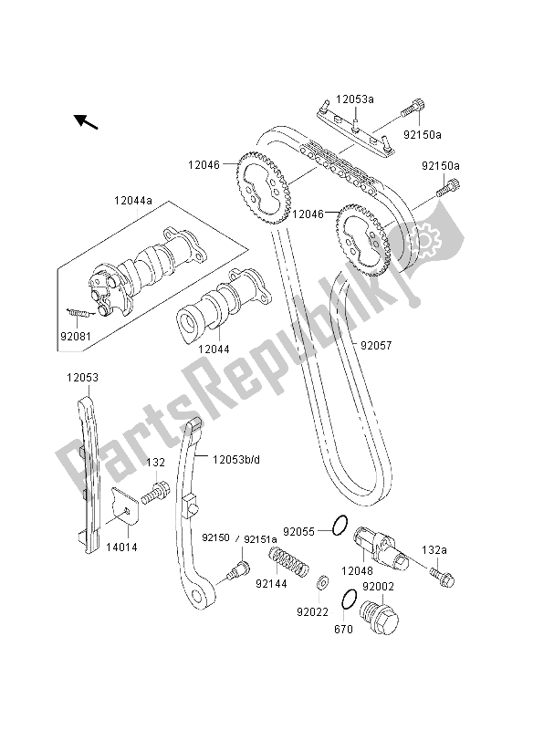 All parts for the Camshaft & Tensioner of the Kawasaki KLX 300R 1997