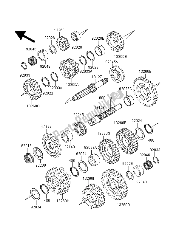 All parts for the Transmission of the Kawasaki ZZR 600 1995