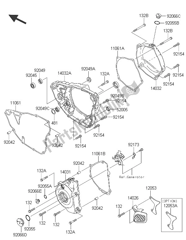 All parts for the Engine Cover(s) of the Kawasaki KX 250F 2016