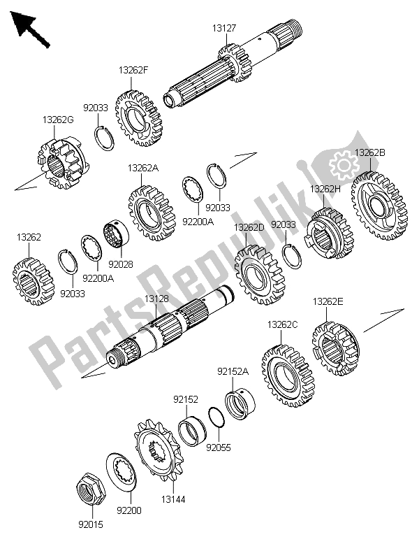 All parts for the Transmission of the Kawasaki KLX 450 2013