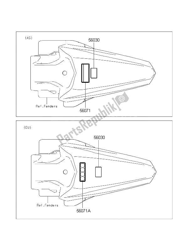 Tutte le parti per il Etichette del Kawasaki KX 85 SW 2015