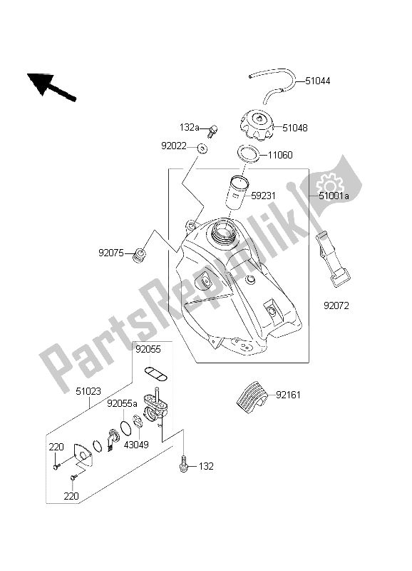 Todas las partes para Depósito De Combustible de Kawasaki KX 65 2003