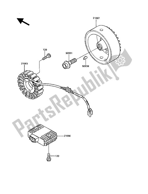 Toutes les pièces pour le Générateur du Kawasaki VN 750 Twin 1988