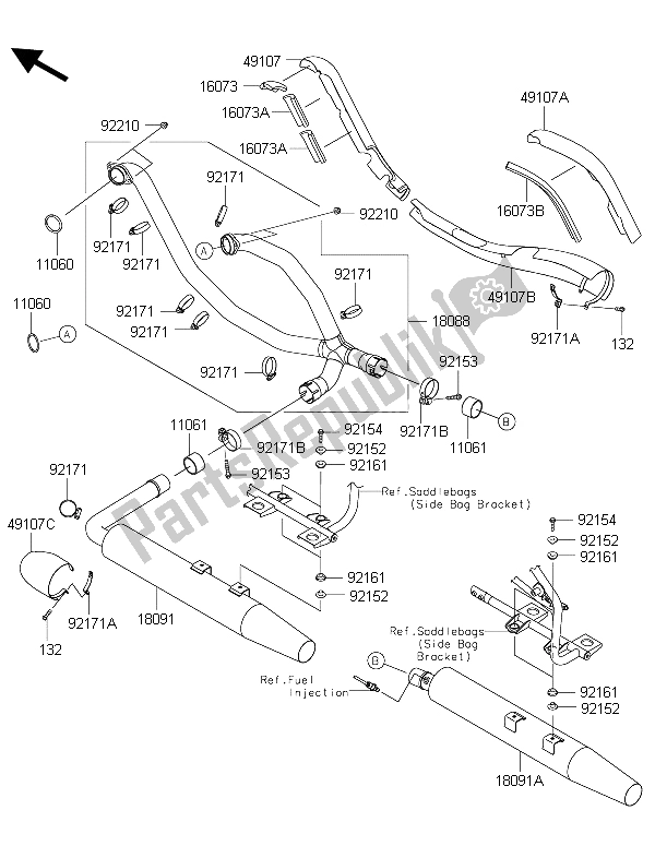 All parts for the Muffler(s) of the Kawasaki Vulcan 1700 Voyager ABS 2015