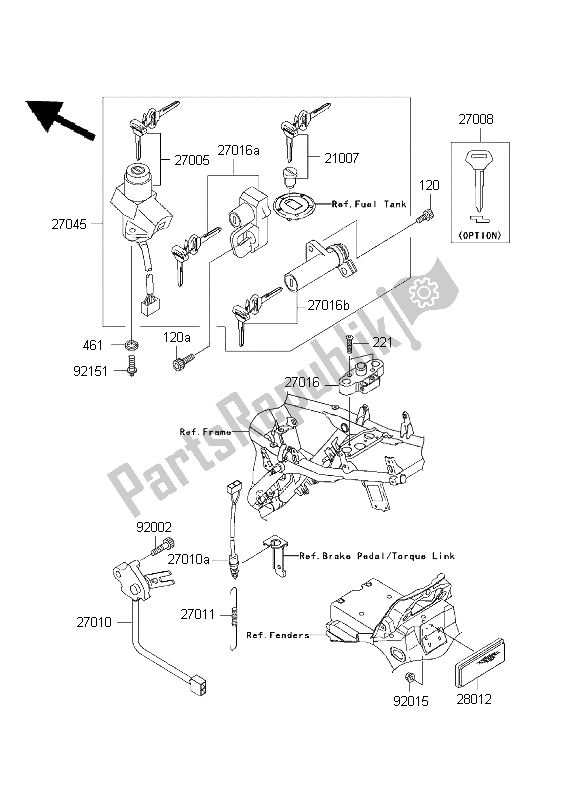 All parts for the Ignition Switch of the Kawasaki ZRX 1200 2001