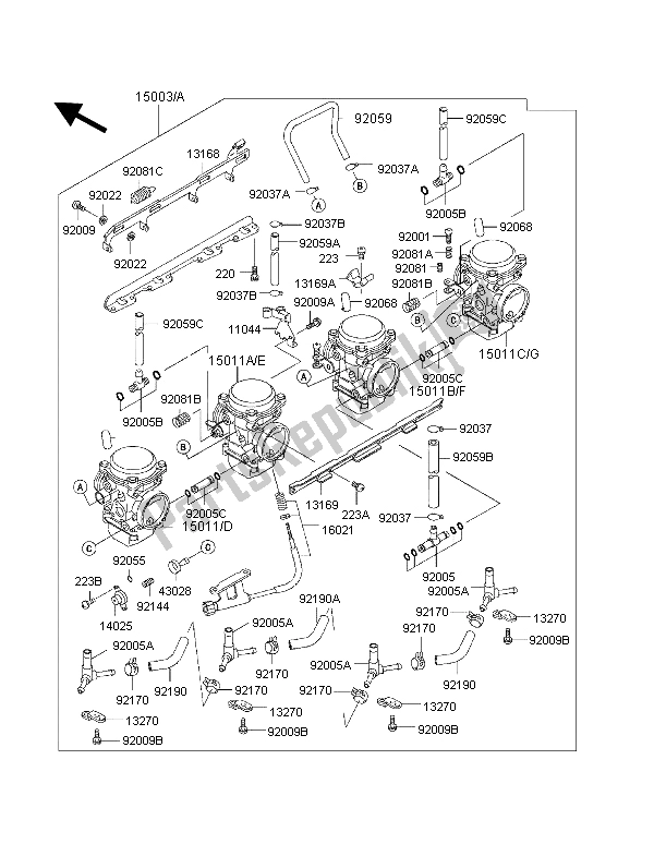 Toutes les pièces pour le Carburateur du Kawasaki 1000 GTR 1998