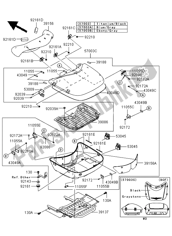 Toutes les pièces pour le Sacoches (tronc) du Kawasaki VN 1700 Voyager ABS 2012