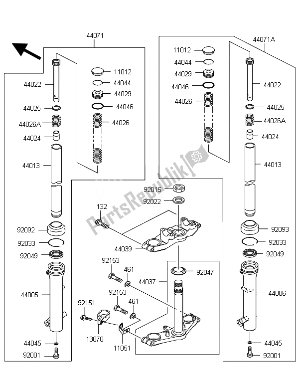 Tutte le parti per il Forcella Anteriore del Kawasaki KLX 110 2007