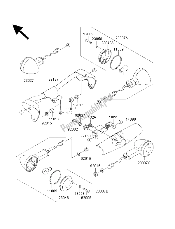 All parts for the Turn Signals of the Kawasaki VN 1500 Classic Tourer FI 2003