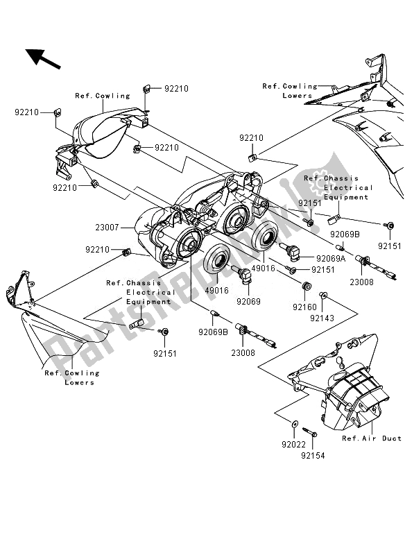 All parts for the Headlight of the Kawasaki Ninja ZX 6R 600 2010