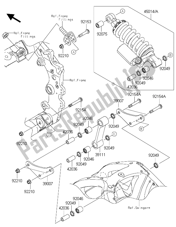 Alle onderdelen voor de Ophanging En Schokdemper van de Kawasaki Ninja ZX 10R 1000 2015
