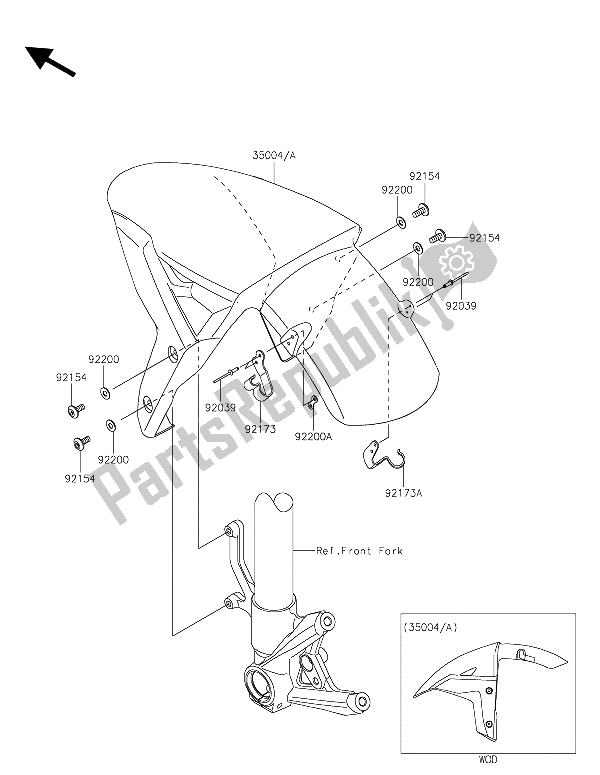 Todas las partes para Guardabarros Delantero de Kawasaki Ninja H2 1000 2015