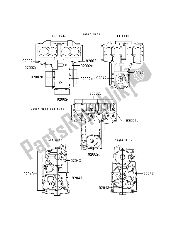 All parts for the Crankcase Bolt Pattern of the Kawasaki Zephyr 550 1997