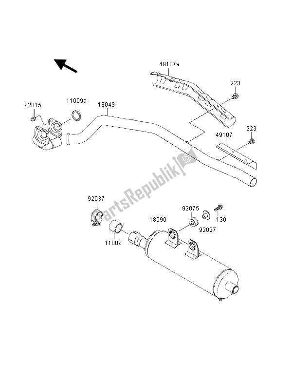 All parts for the Muffler of the Kawasaki KVF 400 4X4 2001