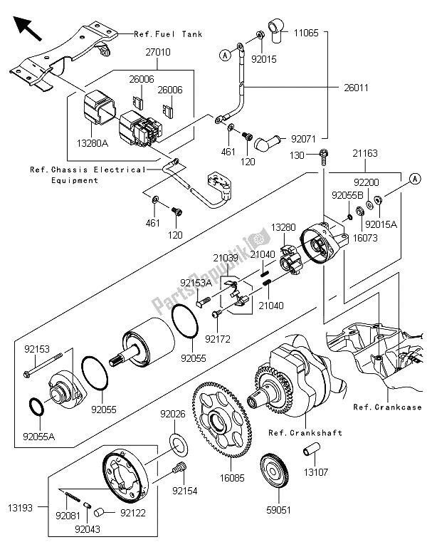 Toutes les pièces pour le Démarreur du Kawasaki Ninja 300 2013