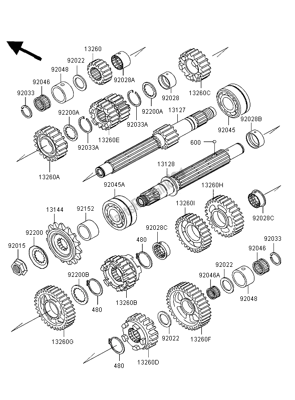 Todas las partes para Transmisión de Kawasaki Ninja ZX 12R 1200 2002