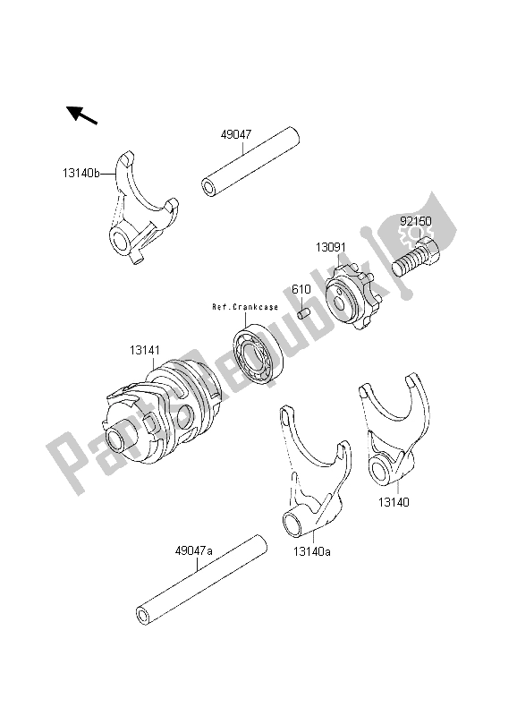All parts for the Gear Change Drum & Shift Fork of the Kawasaki KX 250 1998