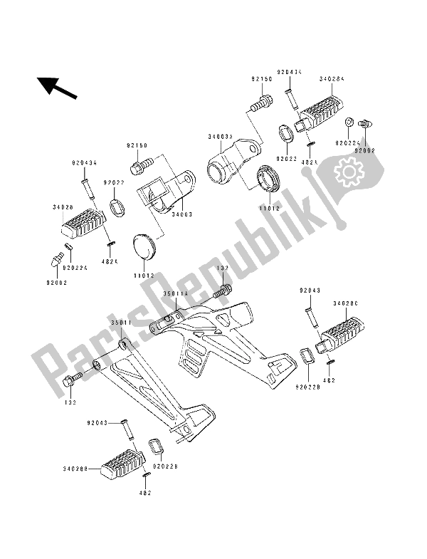 Tutte le parti per il Poggiapiedi del Kawasaki KLE 500 1994