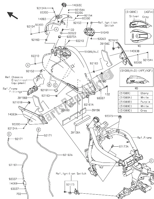 Todas las partes para Depósito De Combustible de Kawasaki Vulcan S 650 2016