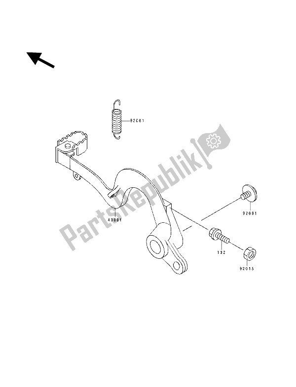 Todas as partes de Pedal De Freio do Kawasaki KX 100 1992