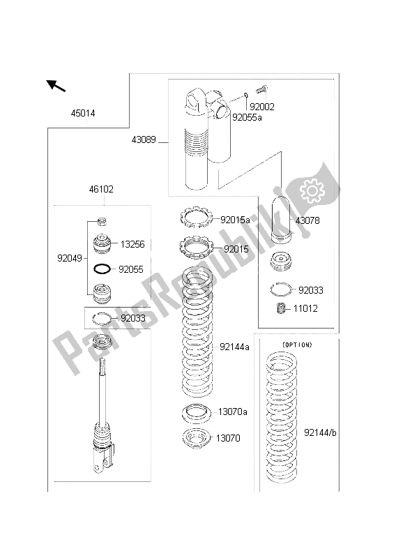 All parts for the Shock Absorber of the Kawasaki KX 125 2002