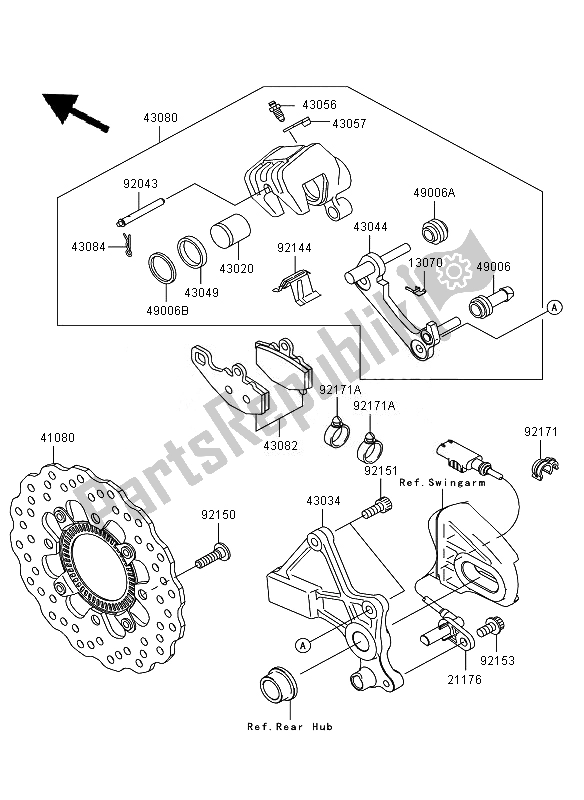 Tutte le parti per il Freno Posteriore del Kawasaki Versys ABS 650 2007