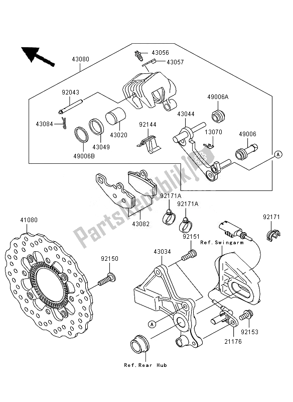 All parts for the Rear Brake of the Kawasaki Versys ABS 650 2007