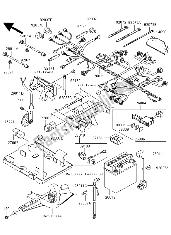 All parts for the Chassis Electrical Equipment of the Kawasaki KVF 650 4X4 2008