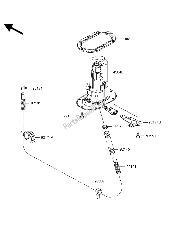 All parts for the Fuel Pump of the Kawasaki Ninja ZX 12R 1200 2002