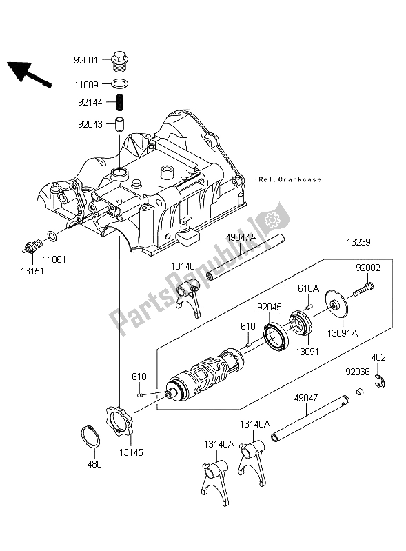 Toutes les pièces pour le Tambour De Changement De Vitesse Et Fourchette De Changement De Vitesse du Kawasaki Ninja 250R 2009