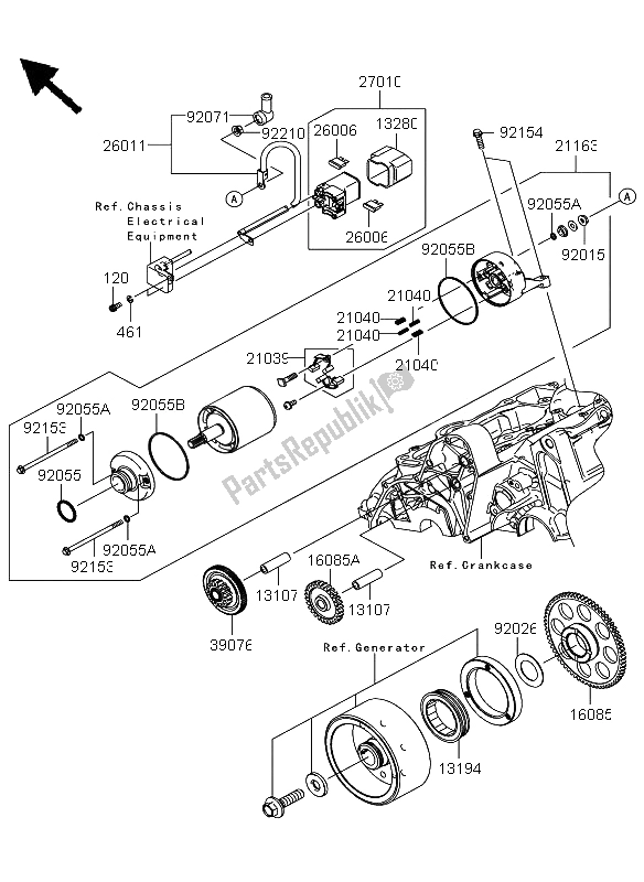 Alle onderdelen voor de Startmotor van de Kawasaki Versys 650 2013
