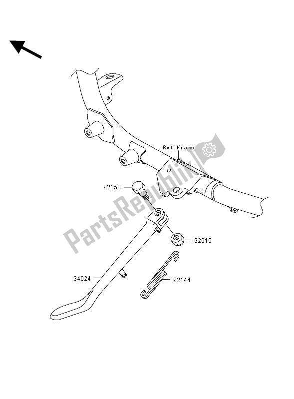 All parts for the Stand of the Kawasaki VN 1500 Mean Streak 2002