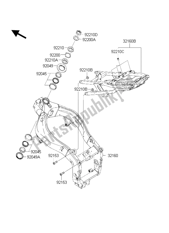 Alle onderdelen voor de Kader van de Kawasaki Ninja ZX 6R 600 2004