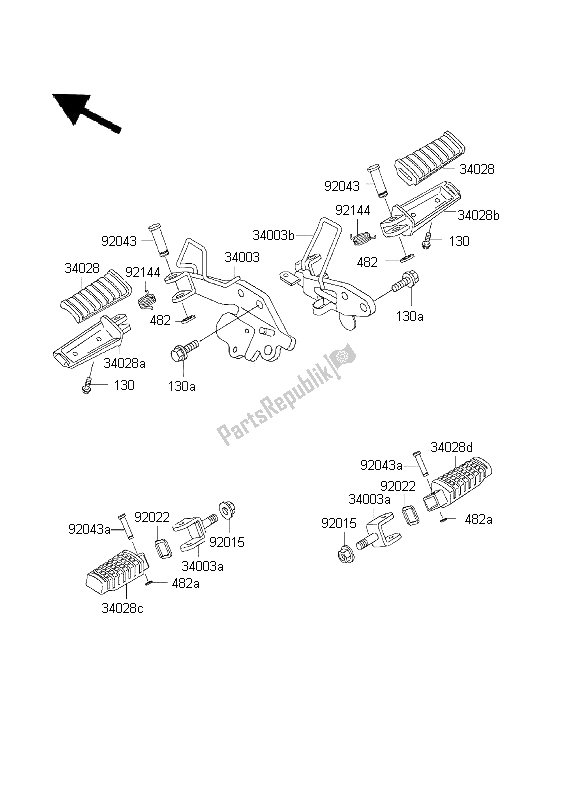 All parts for the Footrests of the Kawasaki EL 252 2001