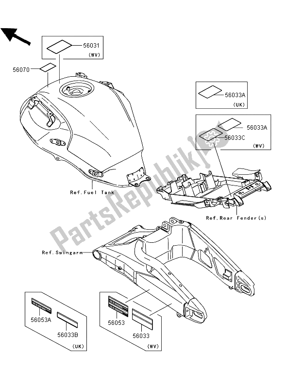 All parts for the Labels of the Kawasaki Versys ABS 650 2008