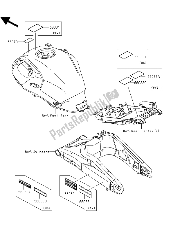 All parts for the Labels of the Kawasaki Versys ABS 650 2008