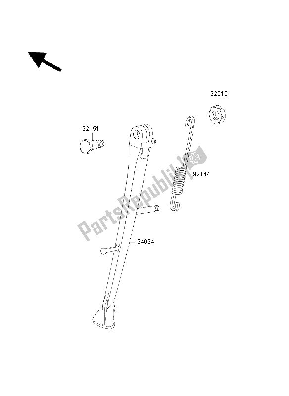 All parts for the Stand of the Kawasaki ZRX 1200 2003